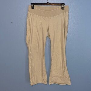 A Pea in the Pod Linen Pant Women Large Khaki Maternity. MM